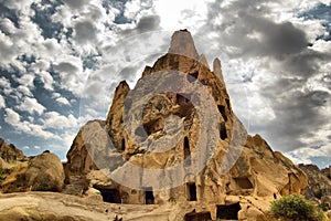 Valley of Goreme in Cappadocia (Central Anatolia Turkey). Ancient rock-cut Christian Byzantine churches. photo