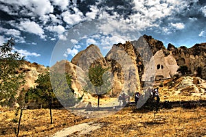 Valley of Goreme in Cappadocia (Central Anatolia Turkey). Ancient rock-cut Christian Byzantine churches.