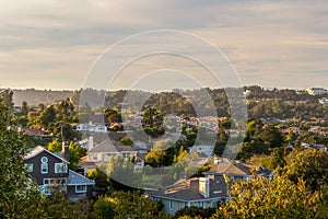 Valley homes panoramic view in Belmont, California