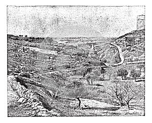 Valley of Jehoshaphat or Valley of Josaphat, vintage engraving