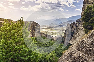 valley Kastraki seen from the Great Meteora Monastry, Greece