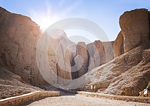 Valley of the kings at sunrise, the burial place in Luxor, Egypt, of ancient pharoahs including Tutankamun