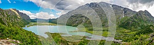 Valley Leirungsdalen from mountain Knutshoe in Norway