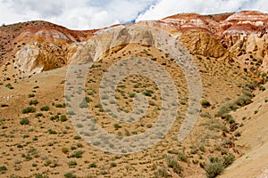 Valley of Mars in the Altai Mountains. The tract Kyzyl Chin. Kosh-Agach region