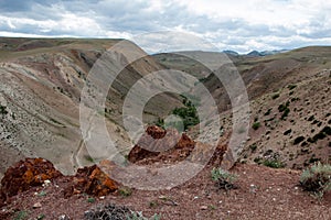 Valley of Mars in the Altai Mountains. The tract Kyzyl Chin. Kosh-Agach region