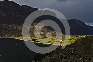 Valley in norway in changeful weather