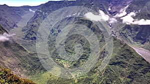 Valley of Notre-Dame de la Paix on Reunion Island drone view