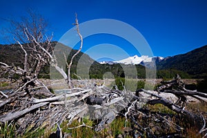 Valley of river Cauquenes and mountain Tronador