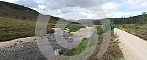 Valley of River Dee in Cairngorms National Park in Grampian Mountains in Scotland