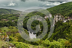 The valley of the river lot in the vicinity of Saint Cirq Lapopie France