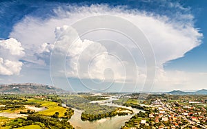 Valley with river and mountain.