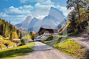 Valley of Scheffau, Wilder Kaiser, Tyrol, Austria. Hiking at Wilder Kaiser Mountains in the Austrian region of Tirol