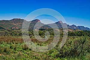 Valley with scrubland, foothills and barren mountains, Flinders Ranges, Australia
