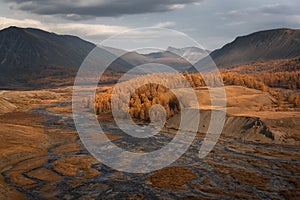 Valley And Shallow Water Spills Of Jazator River  Zhasater , On The Road Towards One Of The Most Remote Areas Of Altai Mountains photo