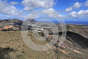 Valley Temisa and coast of ocean, Lanzarote, Canary Islands, Sp