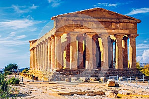 Valley of the Temples Valle dei Templi, The Temple of Concordia, an ancient Greek Temple built in the 5th century BC, Agrigento