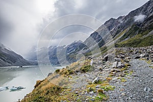 Valley Track, One of the most popular walks in Aoraki/Mt Cook National Park, New Zealand