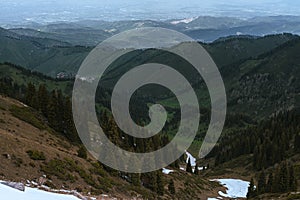 Valley view from the foot of the peak photo