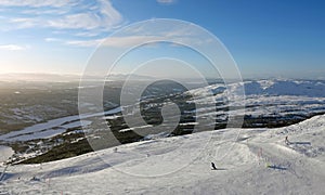 Valley view from Are Gondola skilift in Jamtland, Sweden in winter