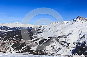 Valley view of Meribel. Meribel Village Center (1450 m)