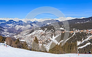 Valley view of Meribel. Meribel Village Center (1450 m)