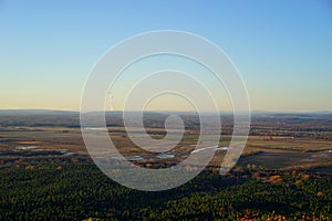 Valley view with nuclear plant plume