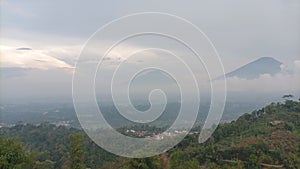 valley view with residential area temanggung jawa tengah photo