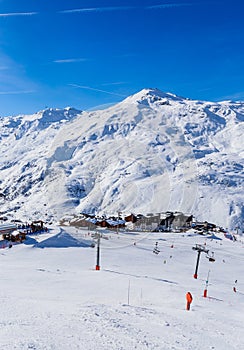 Valley view of Val Thorens. Village of Les Menuires