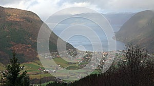 Valley view from Vikafjell in Vik i Sogn in Norway