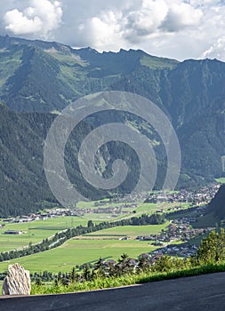 Valley view of Zillertal villages in Tyrol Austria photo