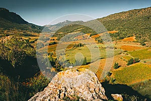 Valley viewed from Cucugnan`s windmill