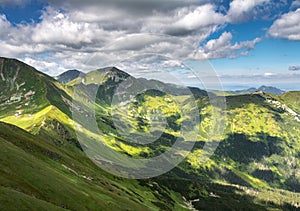 Valleys, ridges and peaks of summer Western Tatras mountains