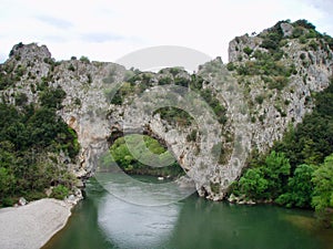 Vallon-Pont-D`Arc. Vallon is famous for its natural arch over the ArdÃÂ¨che