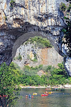 Vallon Pont d'Arc, Natural Rock bridge over the River in the Ard