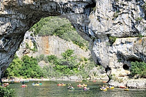 Vallon Pont d`Arc, Natural Rock bridge over the River in the Ard