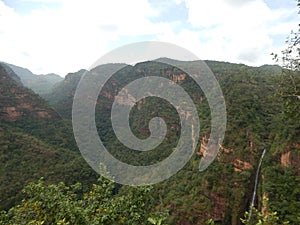 Vally mountains with small waterfall