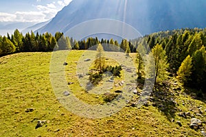 Valmalenco IT, aerial view of the valley from Alpe Entova photo