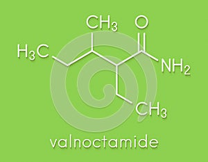 Valnoctamide sedative drug molecule. Skeletal formula.