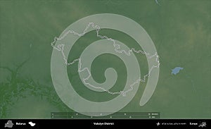 Valozyn District outlined, Belarus. Physical