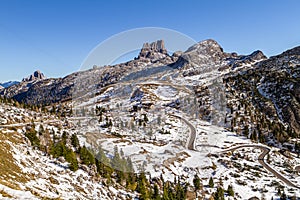 Valparola mountain pass and Monte Averau