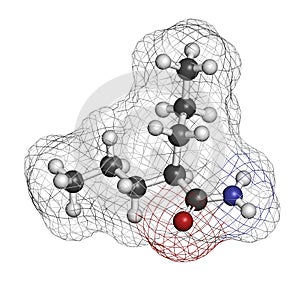 Valpromide seizures drug molecule (antiepileptic agent). Atoms are represented as spheres with conventional color coding: hydrogen photo