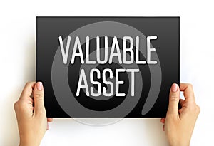 Valuable Asset text on card, concept background