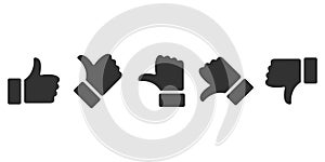 Valuation thumbs vector. Valuation thumbs sign symbols