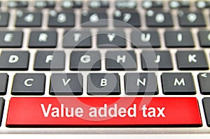 Value added tax word on computer space bar