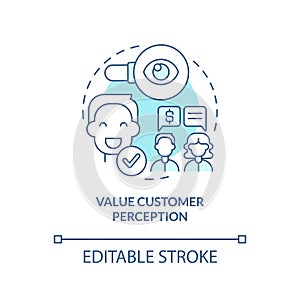Value client perception turquoise concept icon