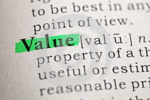 Definition of the word Value