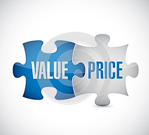 Value and price puzzle pieces illustration design