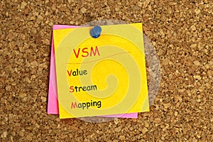 Value stream mapping postit on cork