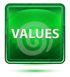 Values Neon Light Green Square Button