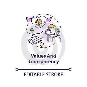 Values and transparency concept icon